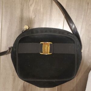 Ferregamo Black Crossbody Bag with Gold Accent